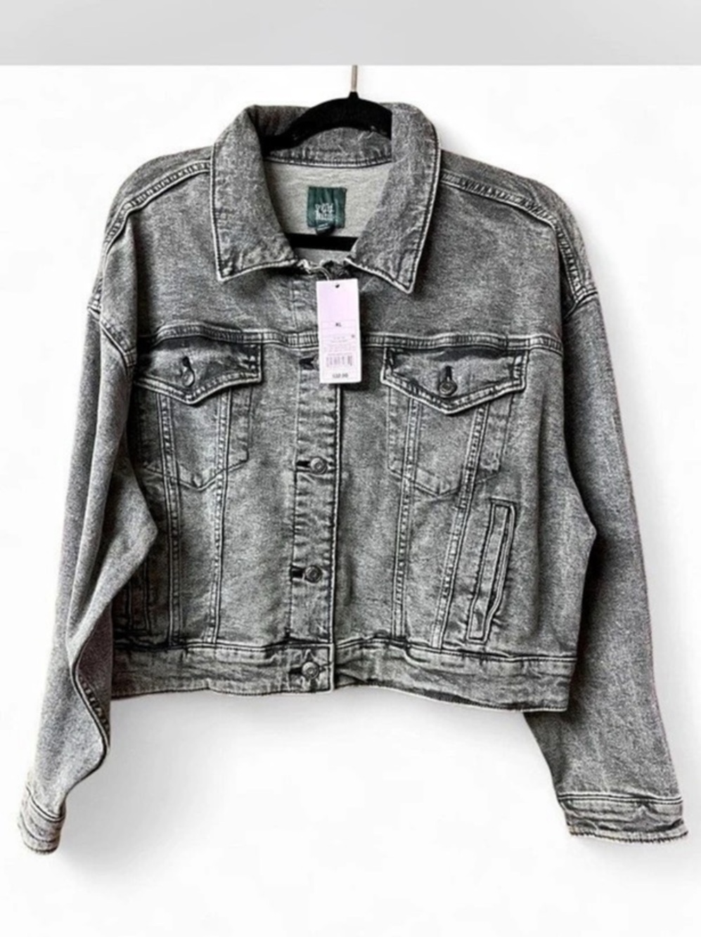 Wild Fable Acid Wash Denim Jacket Gray XL NWT